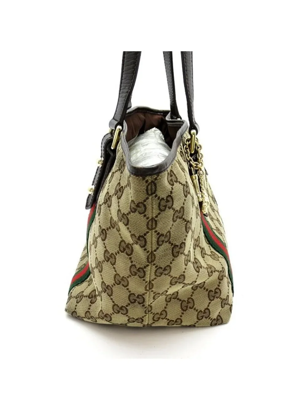 Gucci Sherry Line Tote GG Canvas Leather Beige